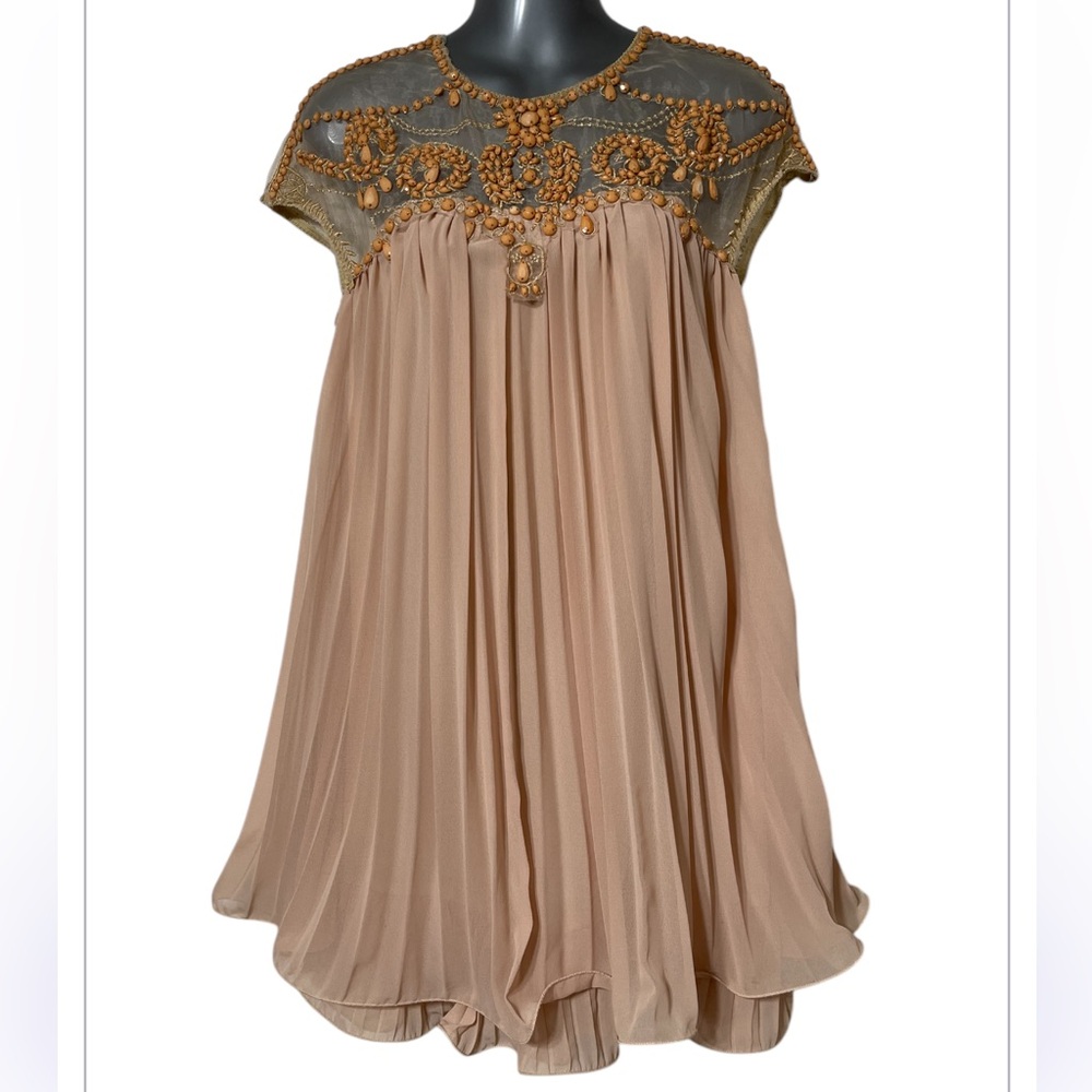 Spool 72 Chic Beaded Dress in Peach Size S/M